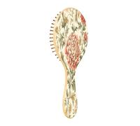 JUMBEAR Cepillo de pelo vintage con flores de peonía, cepillo de madera de bambú para masajear el cuero cabelludo, para todos los peinados, reduce los enredos y la rotura del cabello, promueve el