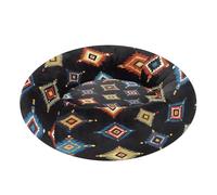 JUMBEAR Colorida cama de dona calmante de estilo nativo americano para perros y gatos, cama redonda de felpa para cachorros, gatitos, camas cálidas y suaves para mascotas con parte inferior
