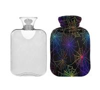 JUMBEAR Coloridas botellas de agua caliente de Halloween con cubierta suave, bolsa de agua caliente para aliviar el dolor, 2 L para manos y pies, bolsas de agua caliente para dormir cómodamente