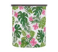 JUMBEAR Coloridas hojas de palma hermético, recipiente de café de 900 ml, recipiente de almacenamiento de alimentos de cocina de acero inoxidable para granos de café, té, frutos secos, azúcar