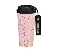 JUMBEAR Coloridos caramelos rociados en helado, taza de viaje aislada al vacío, tazas de viaje reutilizables para café, taza de café de acero inoxidable de doble pared a prueba de fugas con tapa para