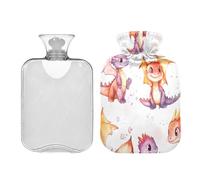 JUMBEAR Cute Baby Dragons - Botellas de agua caliente con funda suave, bolsa de agua caliente para aliviar el dolor, 2 L, para manos y pies, bolsas de agua caliente para dormir cómodamente