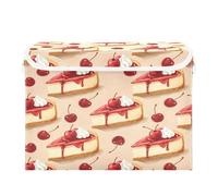 JUMBEAR Deliciosas cajas de almacenamiento de tela para tartas rojas con tapas, cestas de almacenamiento plegables para ropa, caja de almacenamiento plegable grande para armario, dormitorio, oficina
