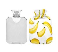 JUMBEAR Delicious Banana - Botellas de agua caliente con cubierta suave, bolsa de agua caliente para aliviar el dolor, 2 L, para manos y pies, bolsas de agua caliente para dormir cómodamente