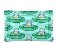JUMBEAR Divertidas alfombrillas de cama para mascotas con diseño de rana de loto, parte inferior antideslizante, colchón para gatos y perros, camas suaves y cómodas para gatos y perros que duermen 24