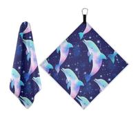 JUMBEAR Dolphin Galaxy - 2 toallas de golf con imán y clip | Toalla de golf magnética de microfibra ultra absorbente, accesorios versátiles para bolsa de golf para hombres y mujeres