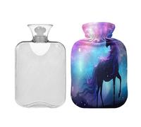 JUMBEAR Dream Starry Unicorn - Botellas de agua caliente con funda de terciopelo, bolsa de agua caliente de 2 L para aliviar el dolor cálido y terapia de calor frío, regalo cálido en invierno, apto