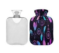 JUMBEAR Dreamcatcher - Botellas de agua caliente con funda de terciopelo, bolsa de agua caliente de 1 litro para alivio del dolor cálido y terapia de calor frío, regalo cálido en invierno, apto para