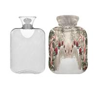 JUMBEAR Escena navideña con bastones de caramelo, botellas de agua caliente con cubierta suave, bolsa de agua caliente para aliviar el dolor, bolsa de agua caliente de 2 L para manos y pies, bolsas de