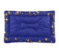 JUMBEAR Estrellas doradas con fondo azul para mascotas, colchón antideslizante para jaula de perro, tapete para gatos y perros, camas suaves y cómodas para gatos y perros que duermen 24 x 18 pulgadas