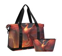 JUMBEAR Fire Phoenix - Bolsa deportiva para gimnasio, con bolsillo húmedo, bolsa de viaje para hombres y mujeres, gran capacidad con correa para el hombro, para gimnasio, viajes, natación, a,