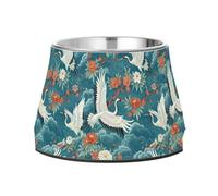 JUMBEAR Flying Red Crowned Crane - Cuencos de acero inoxidable para perros, comida y agua, antideslizantes, para cachorros pequeños, medianos y grandes