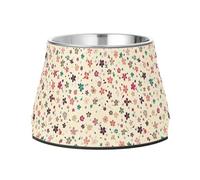 JUMBEAR Fresh Style - Cuencos de acero inoxidable para perros, con fragmentos florales y antideslizantes, para alimentos y agua, platos para cachorros pequeños, medianos y grandes