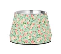 JUMBEAR Fresh Style - Cuencos de acero inoxidable para perros, con fragmentos florales y antideslizantes, para alimentos y agua, platos para cachorros pequeños, medianos y grandes