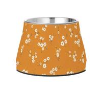 JUMBEAR Fresh Style - Cuencos de acero inoxidable para perros, con fragmentos florales y antideslizantes, para alimentos y agua, platos para cachorros pequeños, medianos y grandes