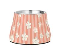 JUMBEAR Fresh Style - Cuencos de acero inoxidable para perros, con fragmentos florales y antideslizantes, para alimentos y agua, platos para cachorros pequeños, medianos y grandes