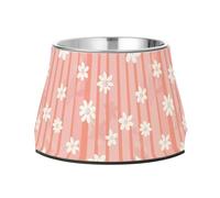 JUMBEAR Fresh Style - Cuencos de acero inoxidable para perros, con fragmentos florales y antideslizantes, para alimentos y agua, platos para cachorros pequeños, medianos y grandes