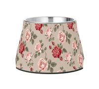 JUMBEAR Fresh Style - Cuencos de acero inoxidable para perros, con fragmentos florales y antideslizantes, para alimentos y agua, platos para cachorros pequeños, medianos y grandes