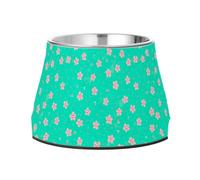 JUMBEAR Fresh Style - Cuencos de acero inoxidable para perros, con fragmentos florales y antideslizantes, para alimentos y agua, platos para cachorros pequeños, medianos y grandes