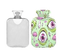 JUMBEAR Funny Eyes - Bolsas de agua caliente con cubierta suave, bolsa de agua caliente para aliviar el dolor, 1 litro, para manos y pies, bolsas de agua caliente para dormir cómodamente