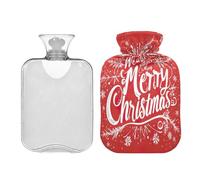 JUMBEAR Happy Christmas - Bolsas de agua caliente con cubierta suave, bolsa de agua caliente para aliviar el dolor, 1 litro, para manos y pies, bolsas de agua caliente para dormir cómodamente
