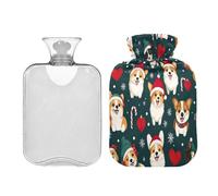 JUMBEAR Happy Christmas - Bolsas de agua caliente con cubierta suave, bolsa de agua caliente para aliviar el dolor, 2 L, para manos y pies, bolsas de agua caliente para dormir cómodamente