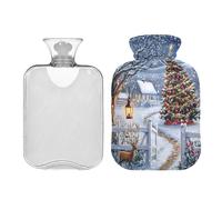 JUMBEAR Happy Christmas Eve - Bolsas de agua caliente con cubierta suave, bolsa de agua caliente para aliviar el dolor, 2 L, para manos y pies, bolsas de agua caliente para dormir cómodamente