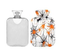 JUMBEAR Happy Halloween (1) Botella de agua caliente con cubierta suave, bolsa de agua caliente para aliviar el dolor de 1 litro para manos y pies, bolsas de agua caliente para dormir cómodamente