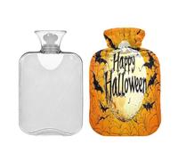 JUMBEAR Happy Halloween - Botellas de agua caliente con cubierta suave, bolsa de agua caliente para aliviar el dolor, 1 litro, para manos y pies, bolsas de agua caliente para dormir cómodamente