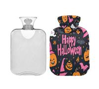 JUMBEAR Happy Halloween - Botellas de agua caliente con cubierta suave, bolsa de agua caliente para aliviar el dolor, 2 L, para manos y pies, bolsas de agua caliente para dormir cómodamente