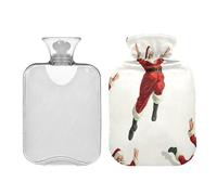 JUMBEAR Happy Santa Claus - Bolsas de agua caliente con cubierta suave, bolsa de agua caliente para aliviar el dolor, 1 litro, para manos y pies, bolsas de agua caliente para dormir cómodamente