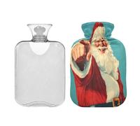 JUMBEAR Happy Santa Claus - Bolsas de agua caliente con cubierta suave, bolsa de agua caliente para aliviar el dolor, 2 L, para manos y pies, bolsas de agua caliente para dormir cómodamente