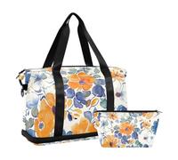 JUMBEAR Hermosa bolsa de deporte de flores coloridas con bolsillo húmedo, bolsa de viaje para hombres y mujeres, gran capacidad con correa para el hombro, para gimnasio, viajes, natación, a,
