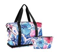 JUMBEAR Hermosa bolsa de deporte de flores coloridas con bolsillo húmedo, bolsa de viaje para hombres y mujeres, gran capacidad con correa para el hombro, para gimnasio, viajes, natación, a,
