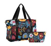 JUMBEAR Hermosa bolsa de deporte de flores coloridas con bolsillo húmedo, bolsa de viaje para hombres y mujeres, gran capacidad con correa para el hombro, para gimnasio, viajes, natación, a,