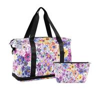 JUMBEAR Hermosa bolsa de deporte de flores coloridas con bolsillo húmedo, bolsa de viaje para hombres y mujeres, gran capacidad con correa para el hombro, para gimnasio, viajes, natación, a,