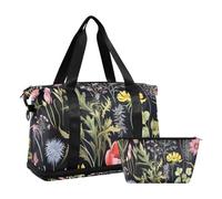 JUMBEAR Hermosa bolsa de deporte de flores coloridas con bolsillo húmedo, bolsa de viaje para hombres y mujeres, gran capacidad con correa para el hombro, para gimnasio, viajes, natación, a,