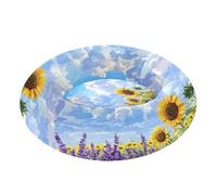 JUMBEAR Hermosa cama calmante de lavanda y girasol para perros y gatos, cama redonda de felpa para cachorros, gatitos, camas cálidas y suaves para mascotas con parte inferior antideslizante y lavable