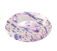 JUMBEAR Hermosa cama calmante de mariposa y lavanda para perros y gatos, cama redonda de felpa para cachorros, gatitos, camas cálidas y suaves para mascotas con parte inferior antideslizante y lavable