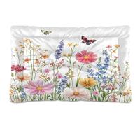 JUMBEAR Hermosa cama para mascotas con diseño de flores silvestres, colchón antideslizante para perros y gatos, cama suave y cómoda para gatos y perros que duermen 24 x 18 pulgadas