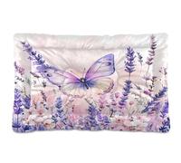 JUMBEAR Hermosa cama para mascotas con diseño de mariposa y lavanda, colchón antideslizante para perros, gatos y perros, camas suaves y cómodas para gatos y perros que duermen 24 x 18 pulgadas