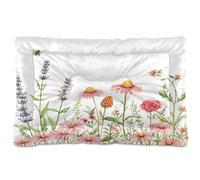 JUMBEAR Hermosa cama para mascotas con flores silvestres en acuarela, colchón antideslizante para perros, gatos y perros, camas suaves y cómodas para gatos y perros que duermen 24 x 18 pulgadas