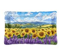 JUMBEAR Hermosa cama para mascotas de lavanda y girasol, con parte inferior antideslizante, colchón para gatos y perros, cama suave y cómoda para gatos y perros que duermen 24 x 18 pulgadas