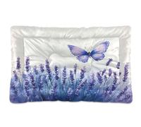 JUMBEAR Hermosa cama para mascotas, diseño de mariposa y lavanda, colchón antideslizante para jaula de perro, tapete para gatos y perros, cama suave y cómoda para gatos y perros que duermen de 36 x 24