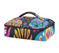 JUMBEAR Hermosa cazuela aislada con diseño de calavera de azúcar, bolsa de transporte de cacerola, portadores de cacerola para alimentos fríos o calientes, aptos para cenas, fiestas, campamentos