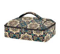 JUMBEAR Hermosa cazuela aislada con patrón de mandala retro, bolsa de transporte para cazuela, portadores de cacerolas para alimentos fríos o calientes, aptos para cenas, fiestas, campamentos