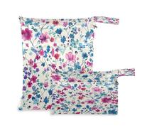 JUMBEAR Hermosas bolsas húmedas y secas con diseño de flores pequeñas, impermeables, reutilizables, para viajes, playa, bebé, pañales, bolsas húmedas y secas, organizador para traje de baño y
