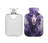 JUMBEAR Hermosas botellas de agua caliente con funda de terciopelo, bolsa de agua caliente de 2 L para aliviar el dolor cálido y terapia de calor frío, regalos cálidos en invierno, apto para niños y