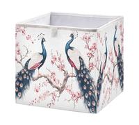 JUMBEAR Hermoso cubo de almacenamiento de pavo real, cesta de almacenamiento plegable, caja de almacenamiento de juguetes para organizar el hogar, estantes, armarios, 28 x 28 x 28 cm