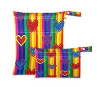 JUMBEAR Juego de bolsas húmedas y secas con diseño de calavera a rayas, impermeables, reutilizables, para viajes, playa, bebé, pañales, organizador con dos bolsillos con cremallera para traje de baño